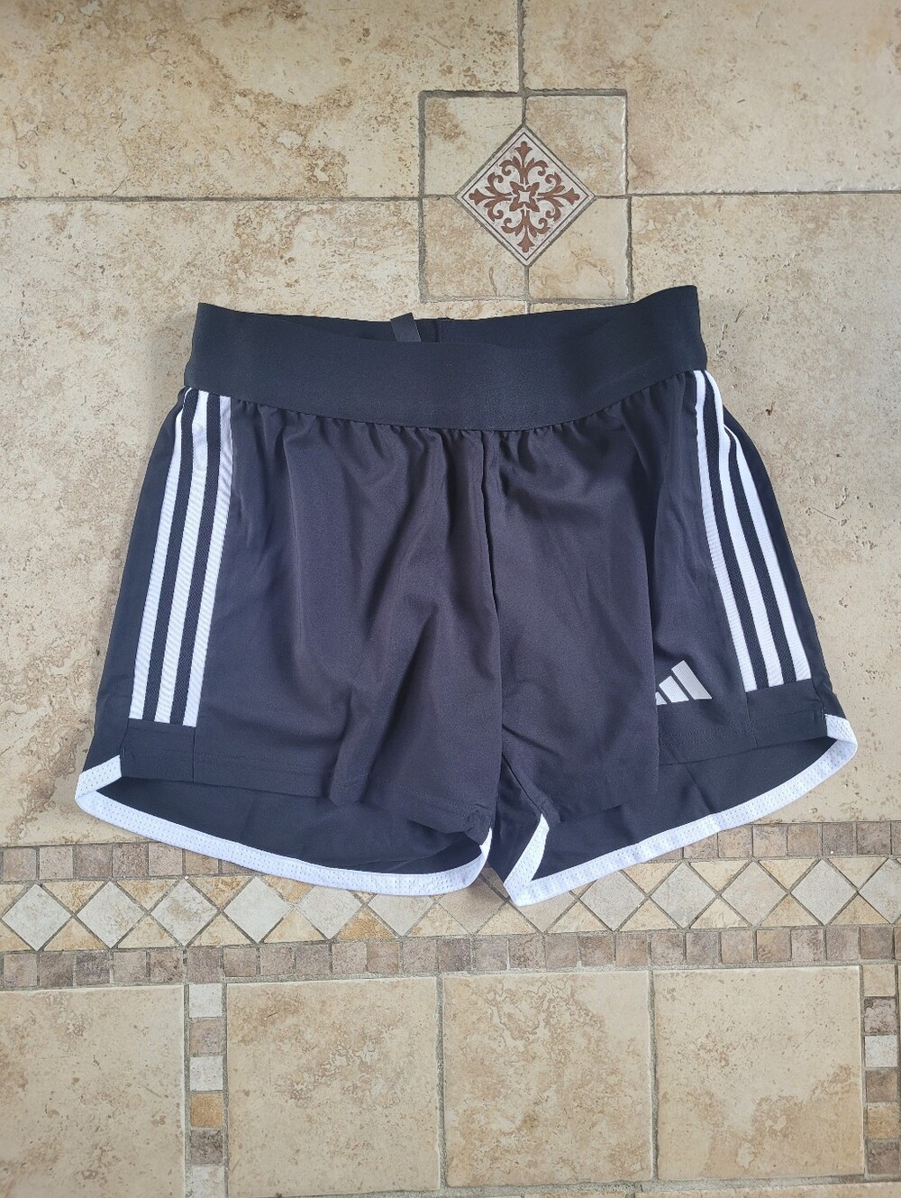 adidas Black Athletic Shorts with White Stripes